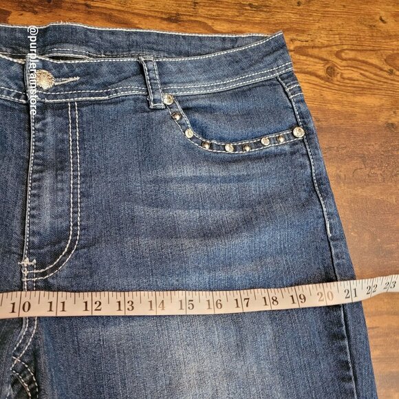 Roadrunner Apparel Inc Jeans 16 Bootcut Mid Rise Cross Embellished Thick Stitch - Picture 7 of 12